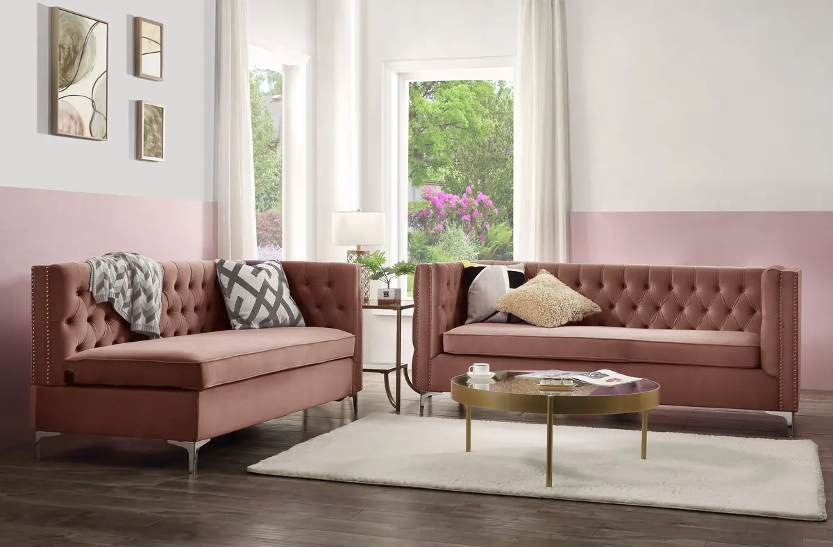 Rhett Dusty Pink Velvet Sectional Sofa 1