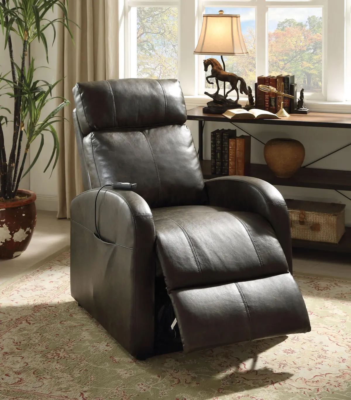 Ricardo Dark Gray Pu Recliner W/Power Lift 1
