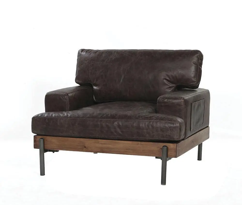 Silchester Oak & Distress Chocolate Top Grain Leather Chair 1