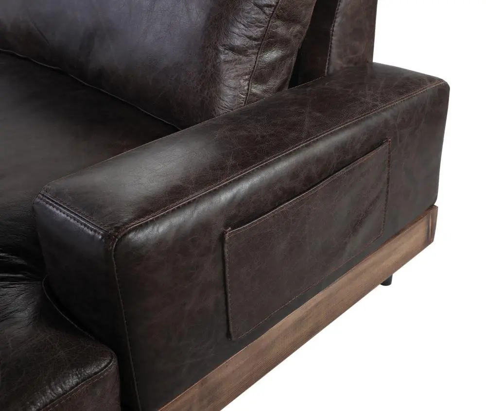 Silchester Oak & Distress Chocolate Top Grain Leather Sofa 1
