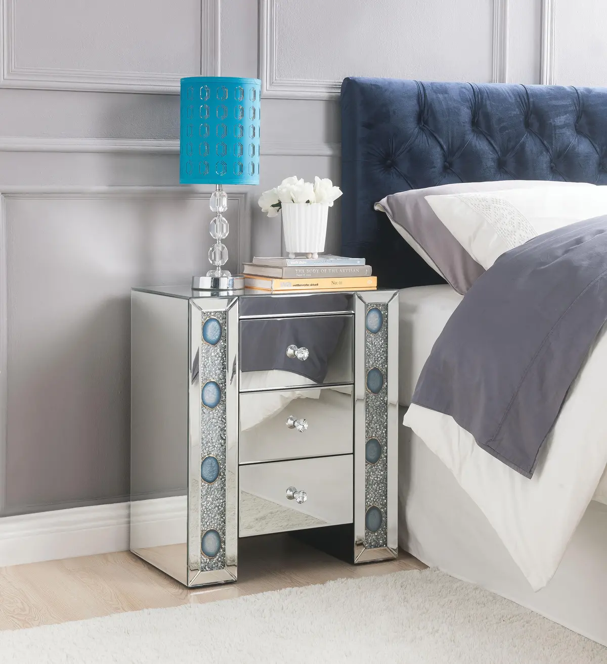 Sonia Mirrored & Faux Agate Accent Table 1