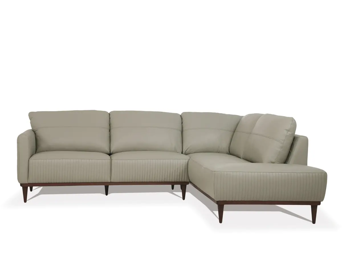 Tampa Airy Green Leather Sectional Sofa 1