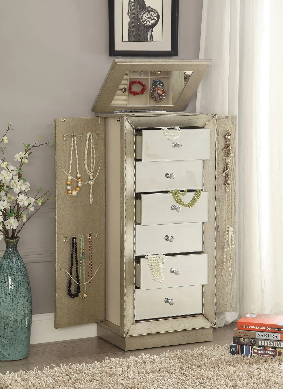 Talor Antique Gold Jewelry Armoire 1