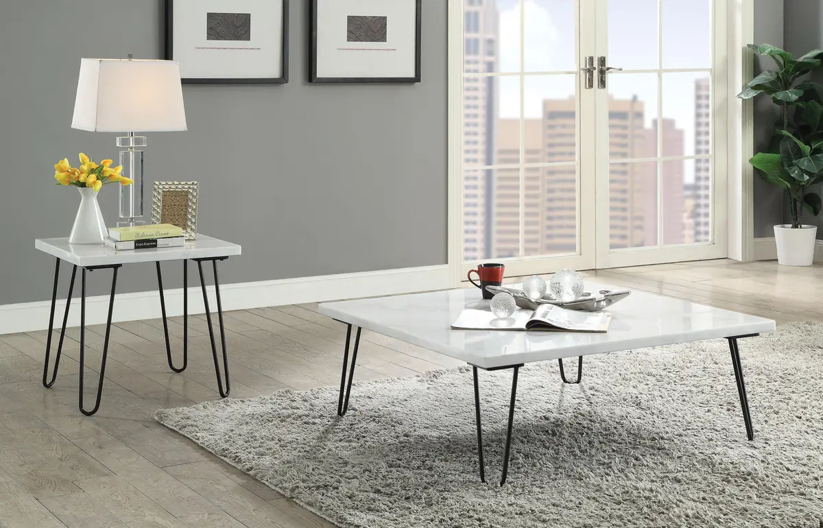 Telestis White Marble & Black Coffee Table 1