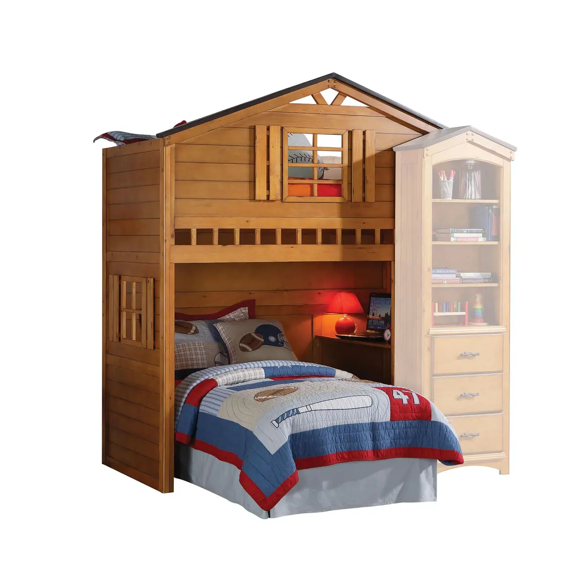 Tree House Rustic Oak Loft Bed (Twin Size) 1