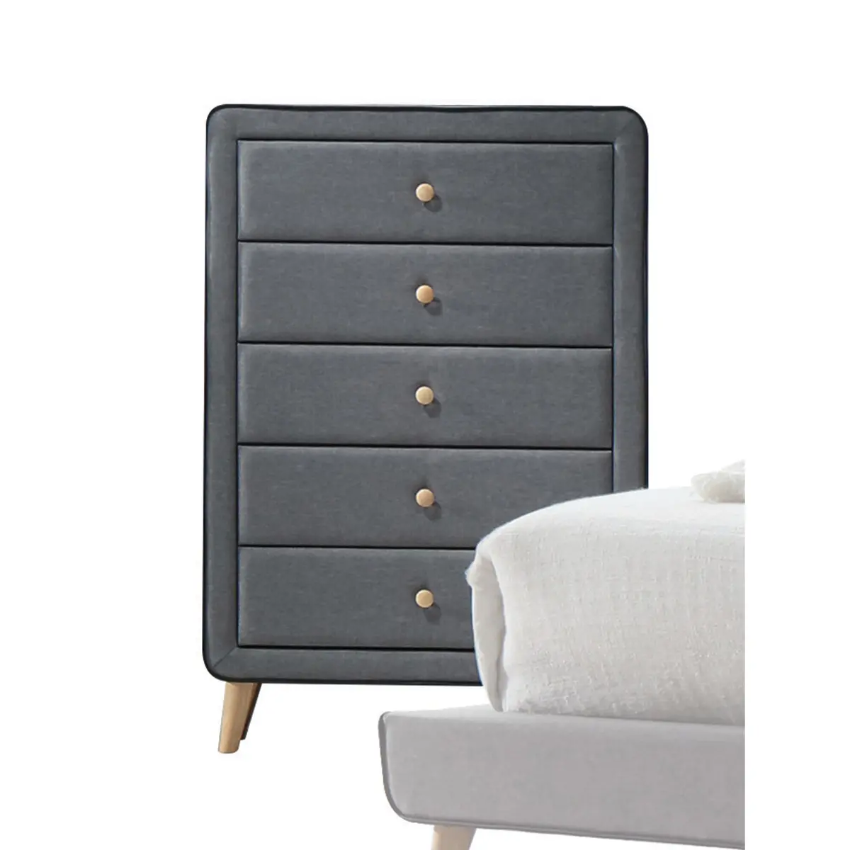 Valda Light Gray Fabric Chest 1