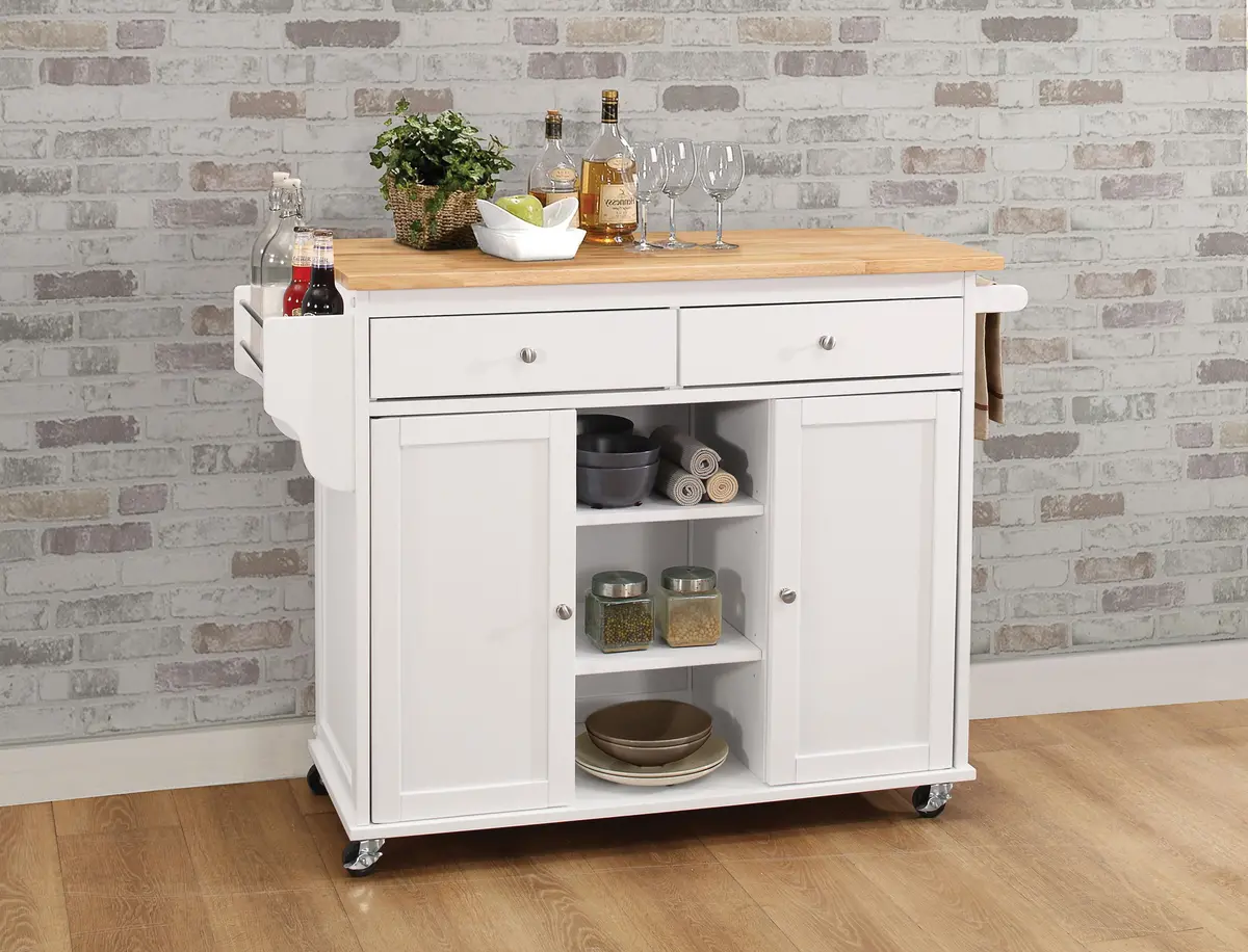 Tullarick Natural & White Kitchen Cart 1