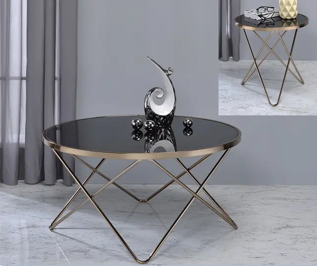 Valora Champagne & Black Glass Coffee Table 1