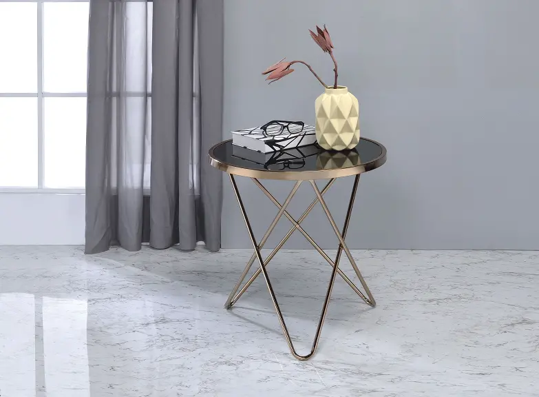 Valora Champagne & Black Glass End Table 1