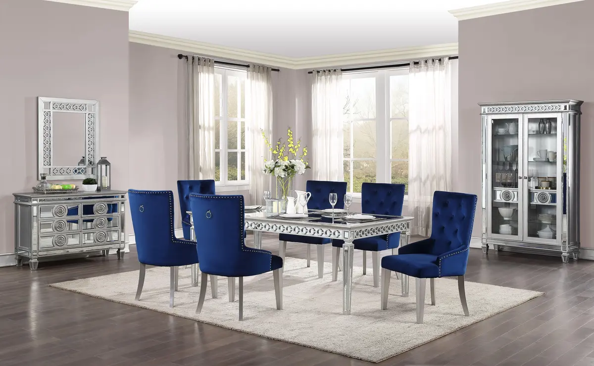 Varian Mirrored & Antique Platinum Dining Table (72"L) 1