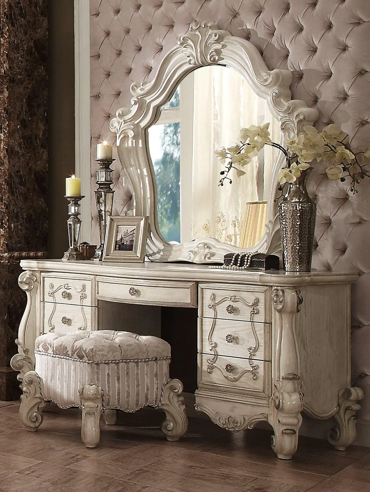 Versailles Bone White Vanity Desk 1