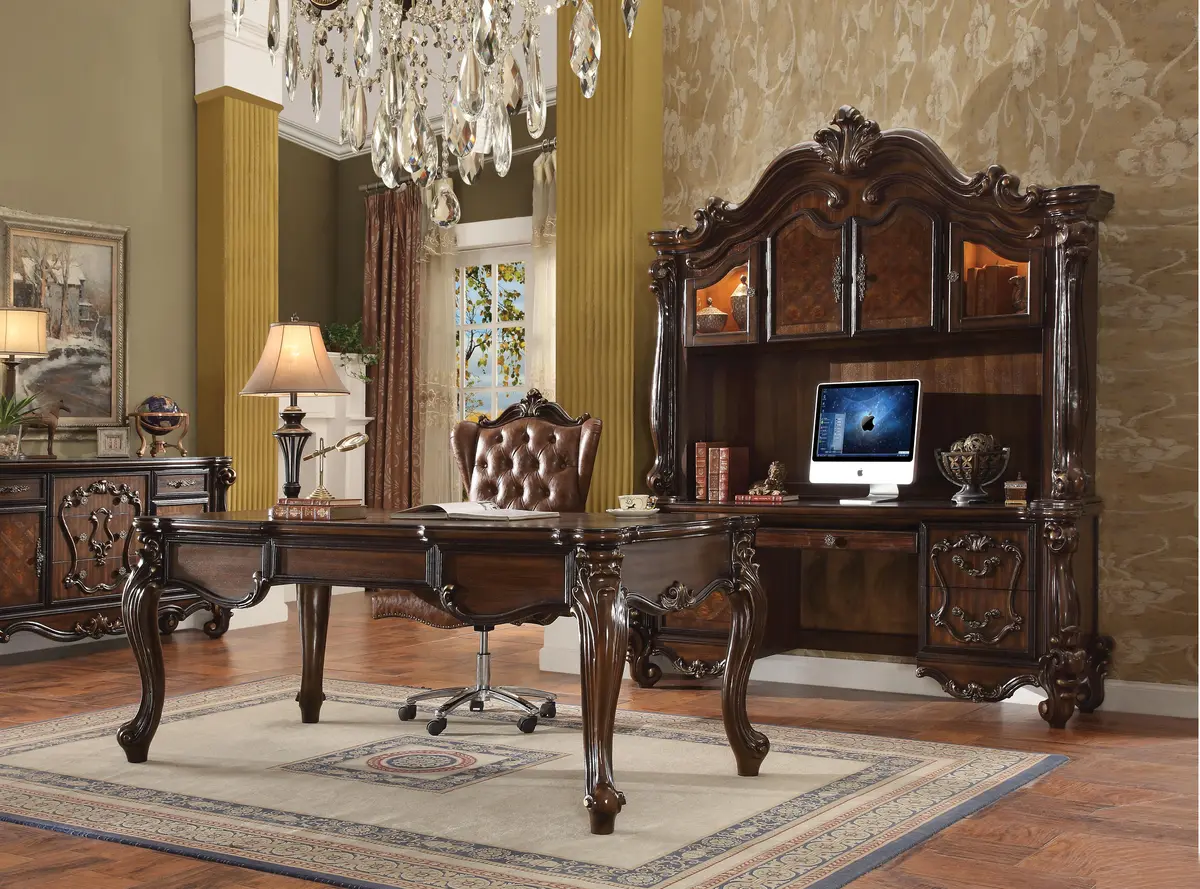 Versailles Cherry Oak Computer Desk & Hutch 1