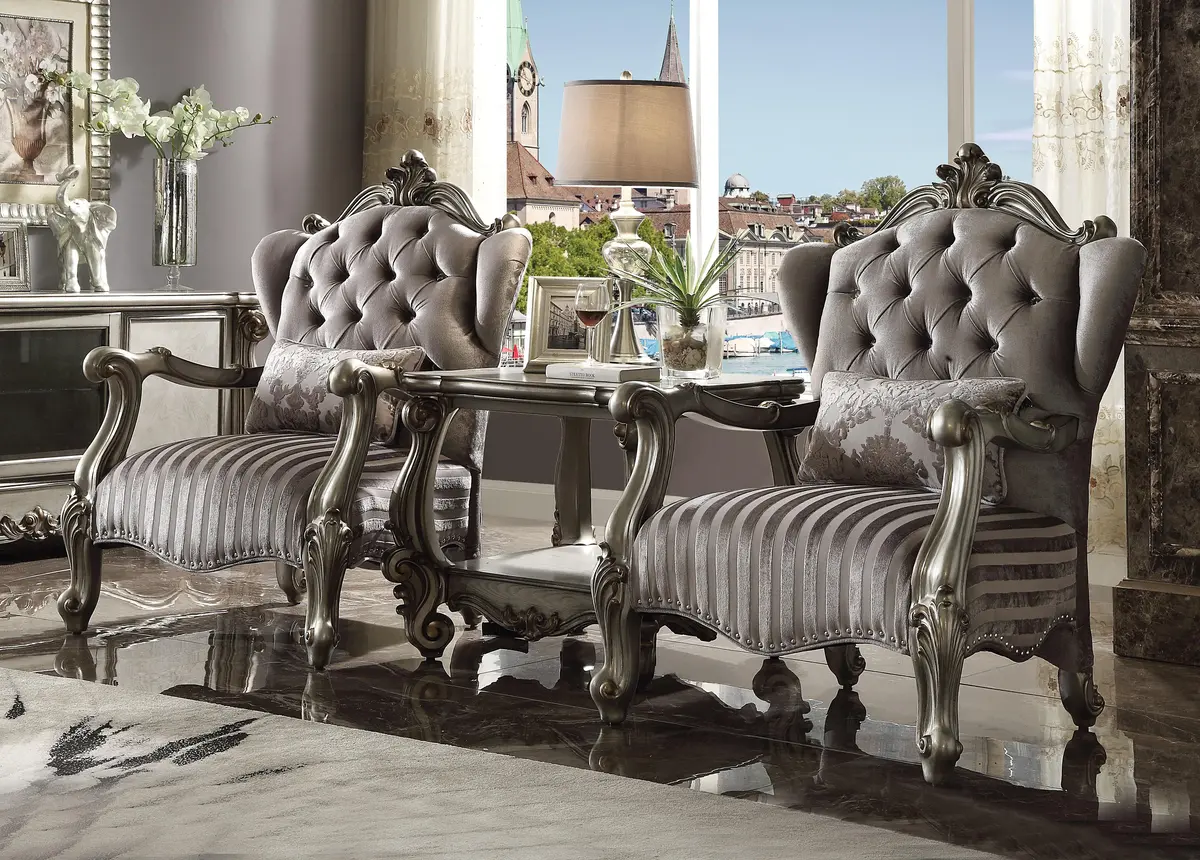 Versailles Velvet & Antique Platinum Chair & 1 Pillow 1