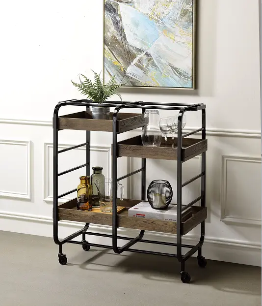 Vorrik Black & Walnut Serving Cart 1