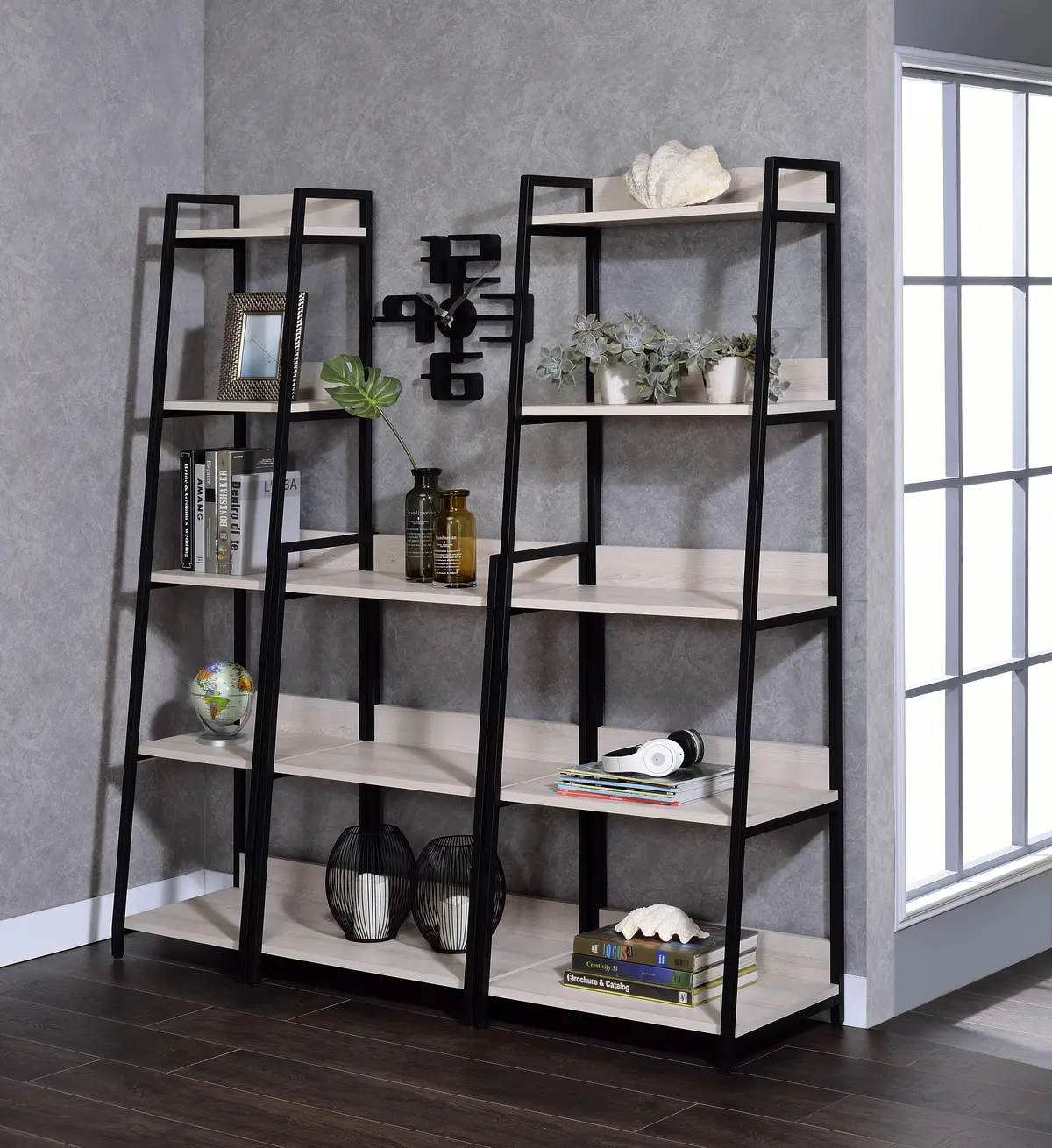 Wendral Natural & Black Bookshelf (5-Tier, 23"L) 1