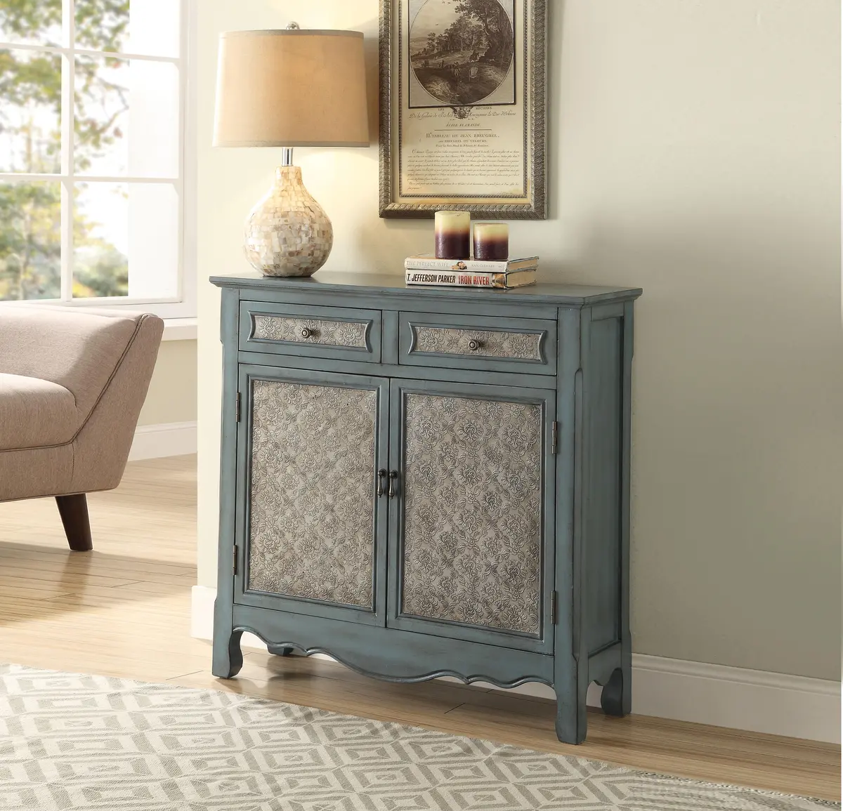Winchell Antique Blue Console Table 1