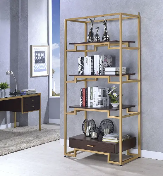 Yumia Gold & Clear Glass Bookshelf 1