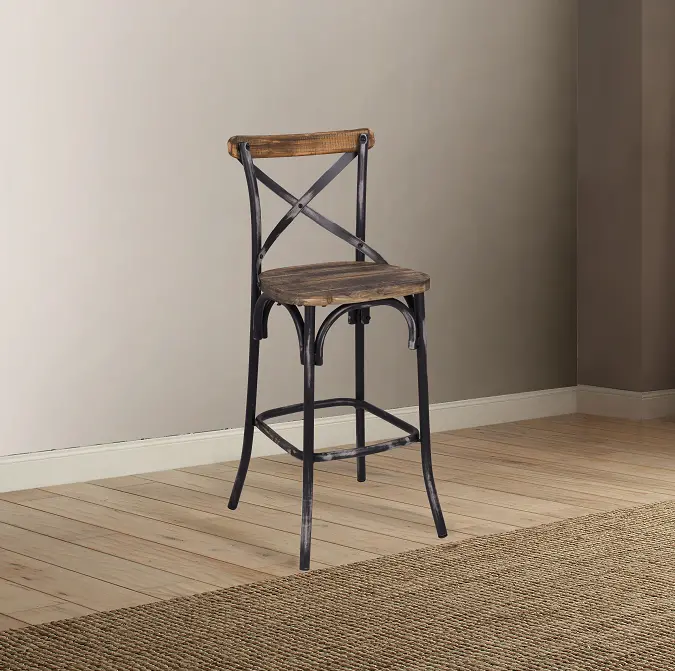 Zaire Antique Black & Antique Oak Bar Chair (1Pc) 1