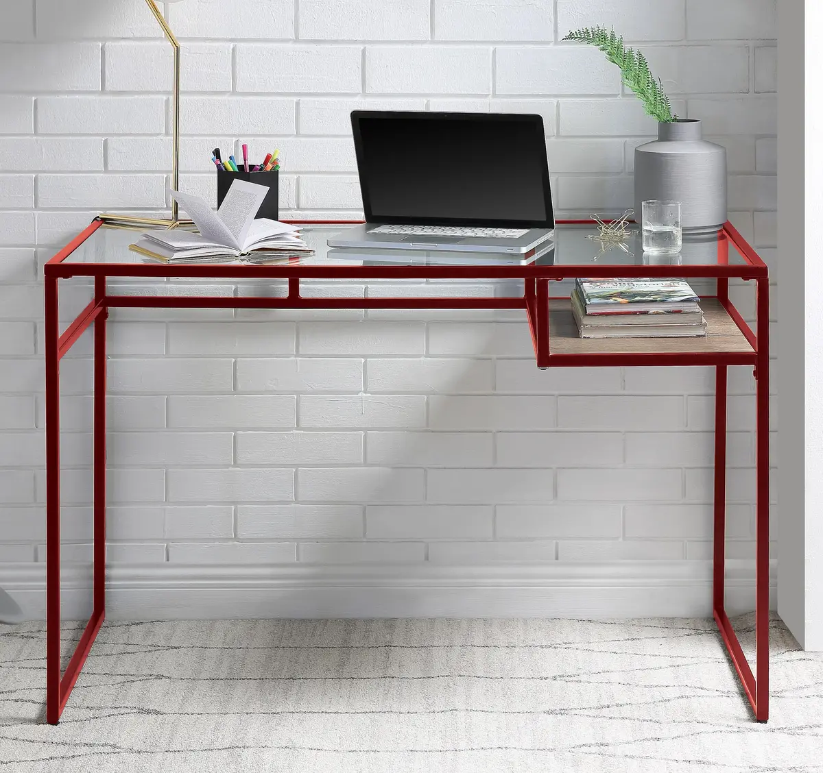 Yasin Red & Glass Desk 1