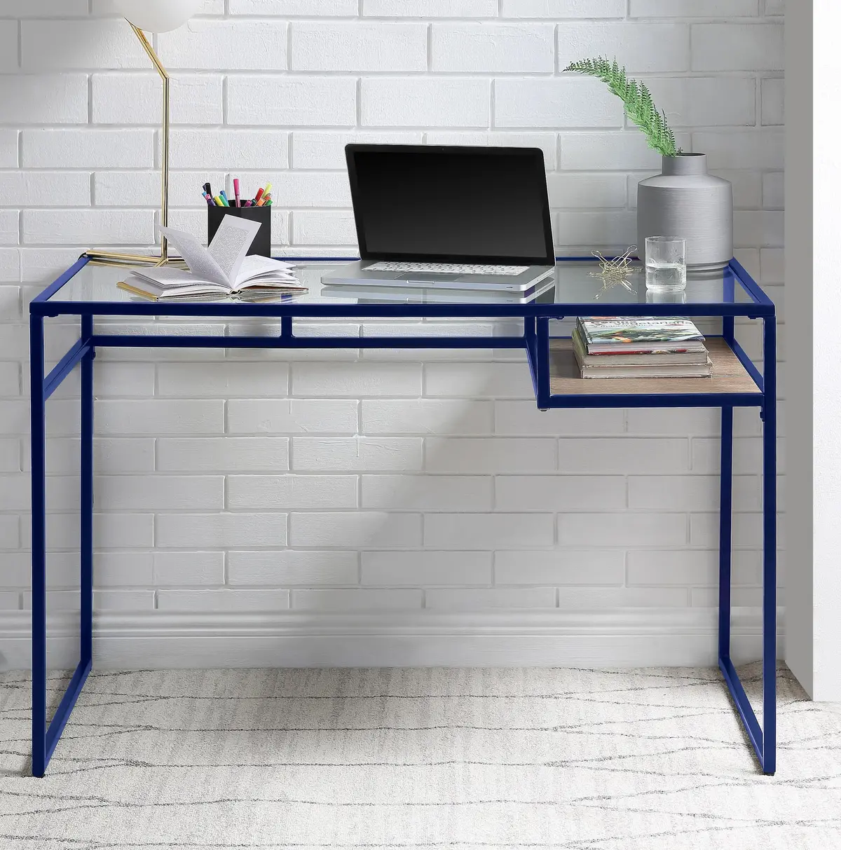 Yasin Blue & Glass Desk 1