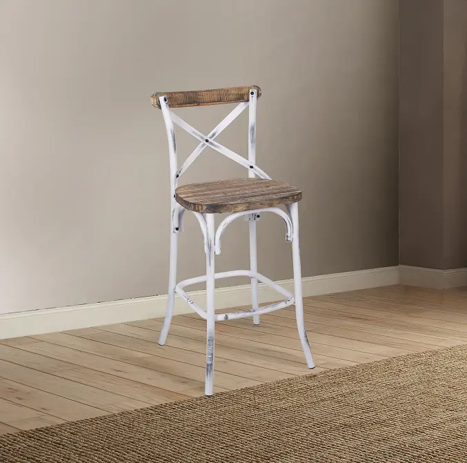 Zaire Antique White & Antique Oak Bar Chair (1Pc) 1