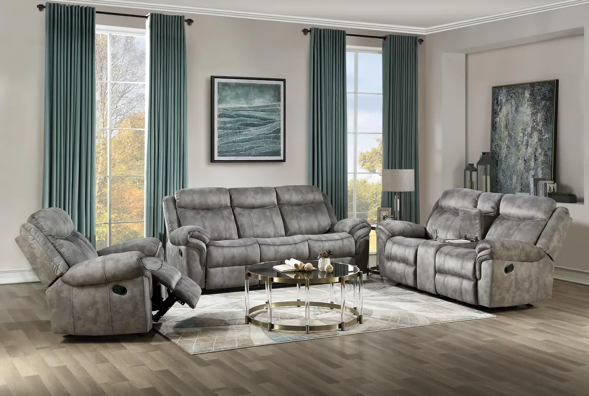 Zubaida 2-Tone Gray Velvet Sofa (Glider & Motion) 1