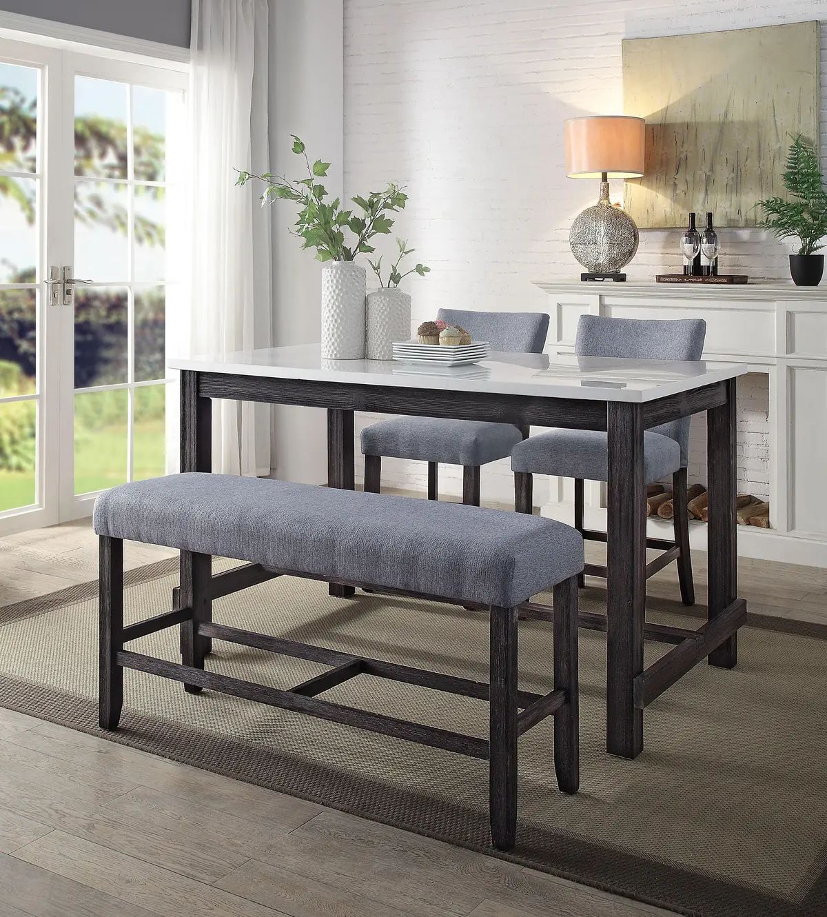 Yelena Marble & Weathered Espresso Counter Height Table 1