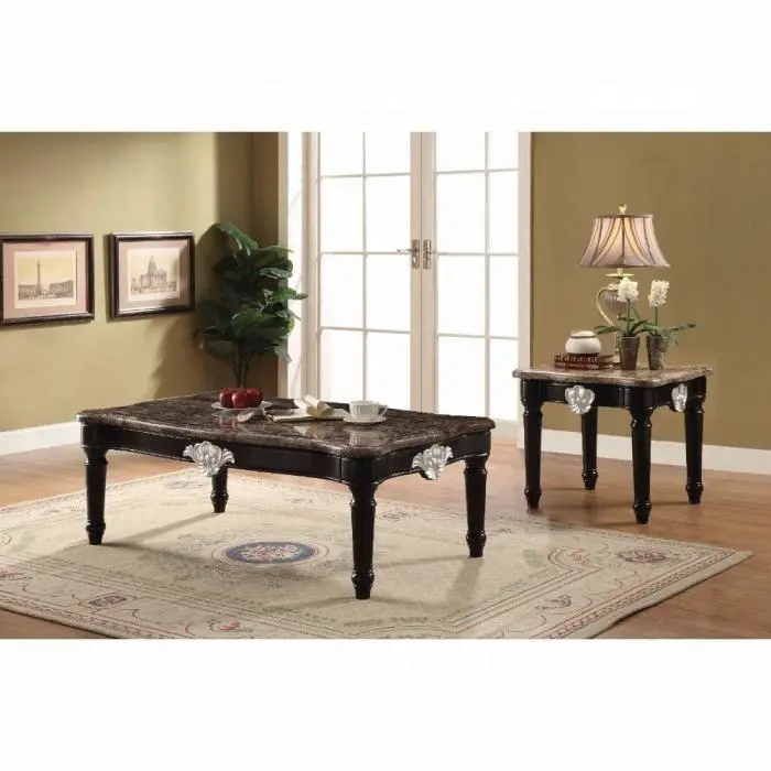 Ernestine Marble & Black Coffee Table 1