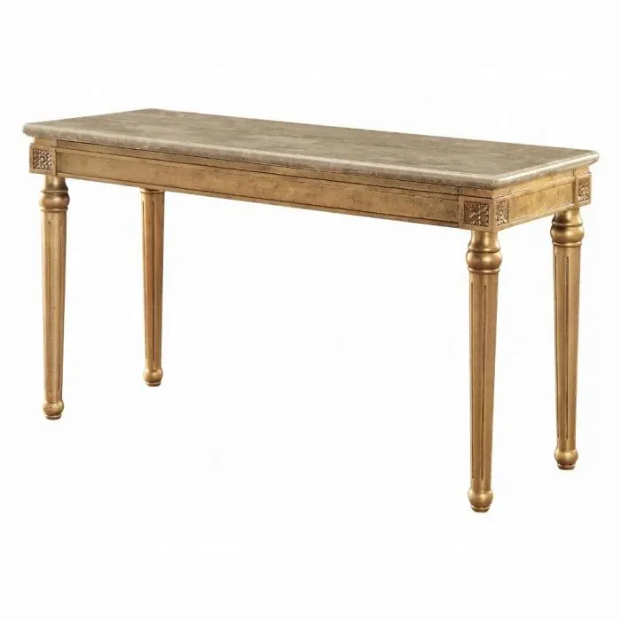 Acme Furniture Daesha Sofa Table In Marble/Antique Gold 81718 1