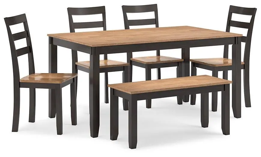 Gesthaven Dining Table With 4 Chairs And Bench (Set Of 6) 1