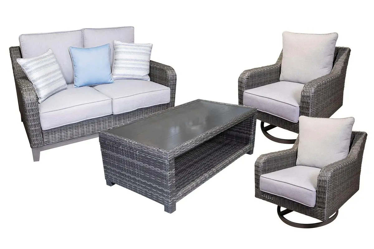 Elite Park Outdoor Loveseat, Lounge Chairs And Cocktail Table 1