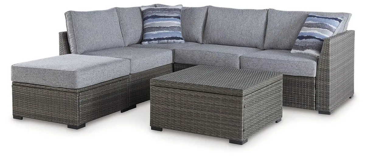 Petal Road Outdoor Loveseat Sectional/Ottoman/Table Set (Set Of 4) 1