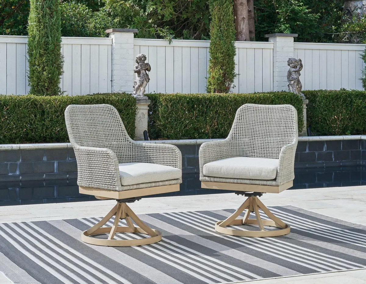 Seton Creek Outdoor Swivel Dining Chair (Set Of 2) 2