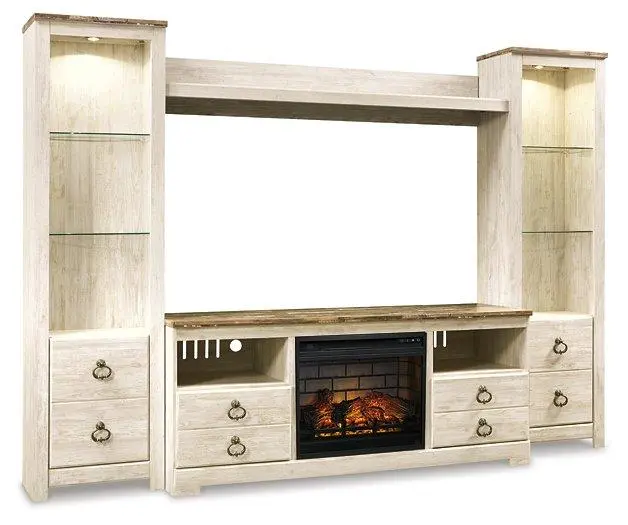Willowton 4-Piece Entertainment Center With Electric Fireplace 1