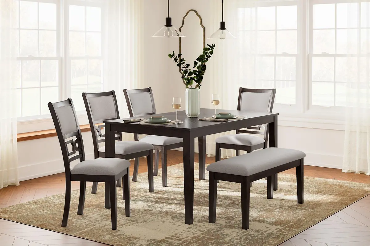Langwest Dining Table And 4 Chairs And Bench (Set Of 6) 2