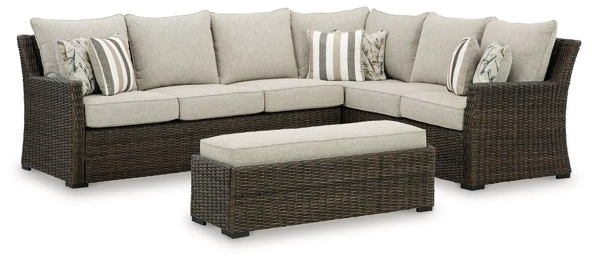 Brook Ranch Outdoor Sofa Sectional/Bench With Cushion (Set Of 3) 1