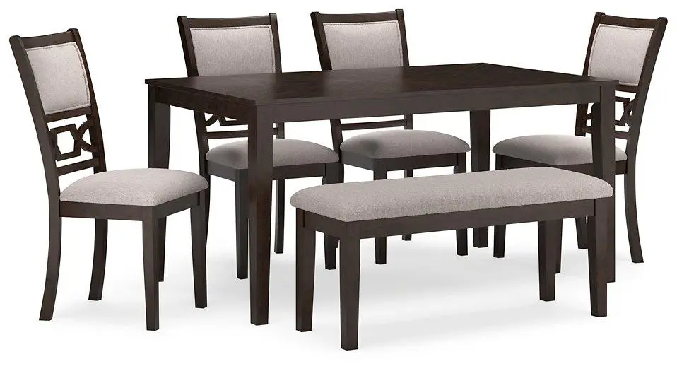 Langwest Dining Table And 4 Chairs And Bench (Set Of 6) 1