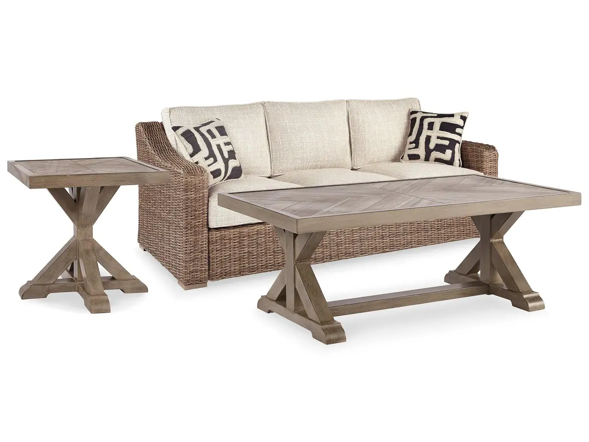 Beachcroft Beachcroft Nuvella Sofa With Coffee And End Table 1