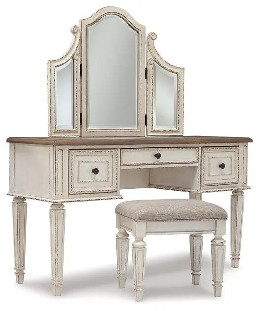 Realyn Vanity And Mirror With Stool 1