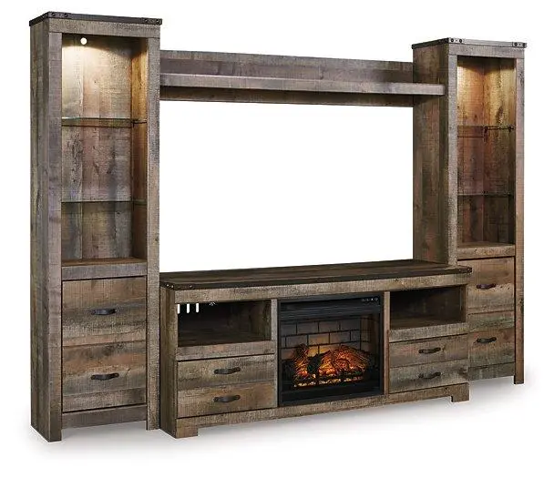 Trinell 4-Piece Entertainment Center With Electric Fireplace 1
