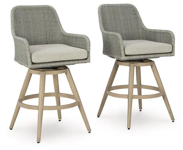 Seton Creek Outdoor Bar Height Barstool With Cushion (Set Of 2) 1