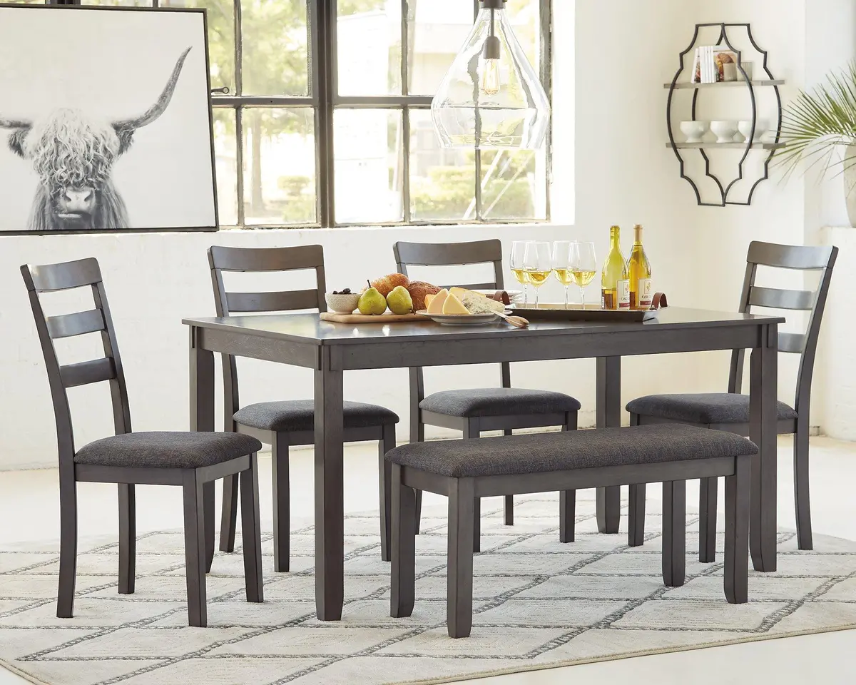 Bridson Dining Table And Chairs With Bench (Set Of 6) 1