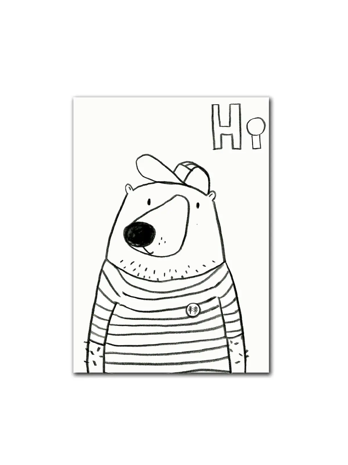 Postkarte Bär Hi | Ausmalkarte 1