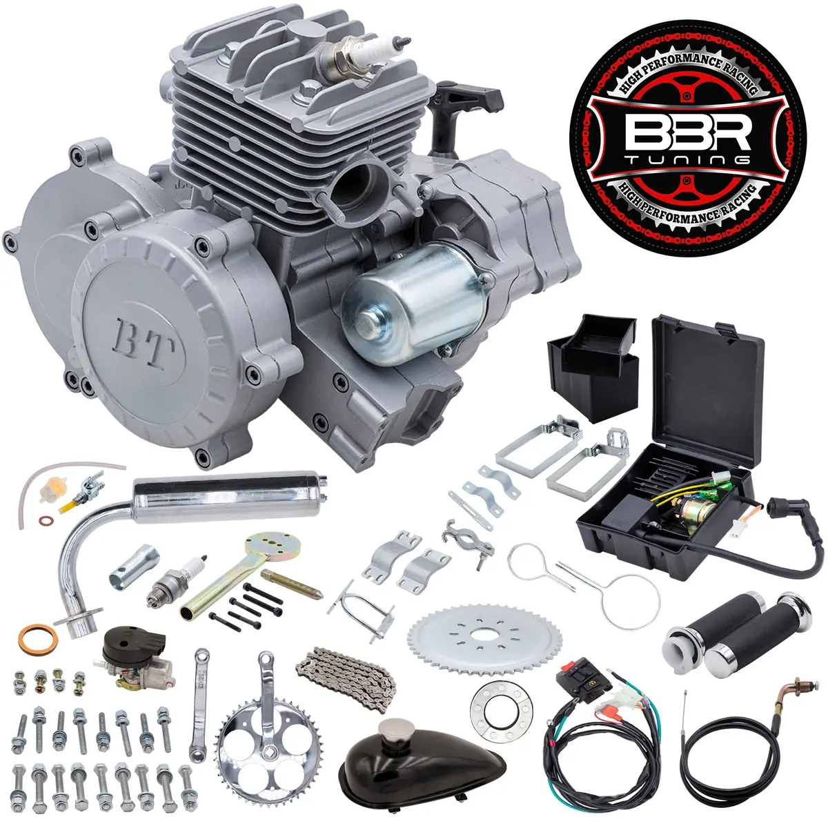 66/80Cc Bbr Tuning Bullet Train Electric Start Engine Kit - Silver 1
