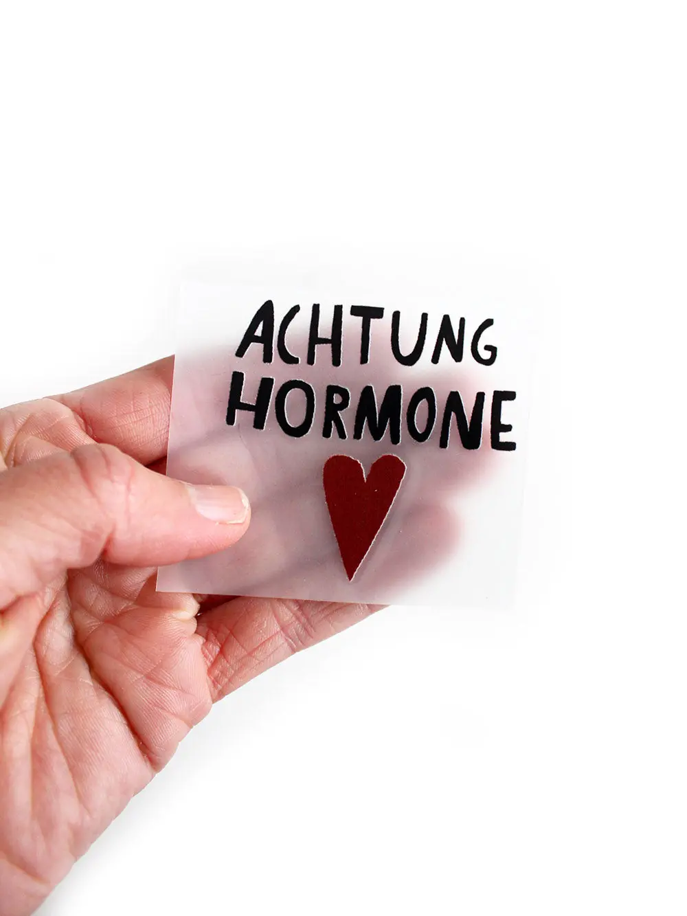 Bügelbild Randlos "Achtung Hormone" 1