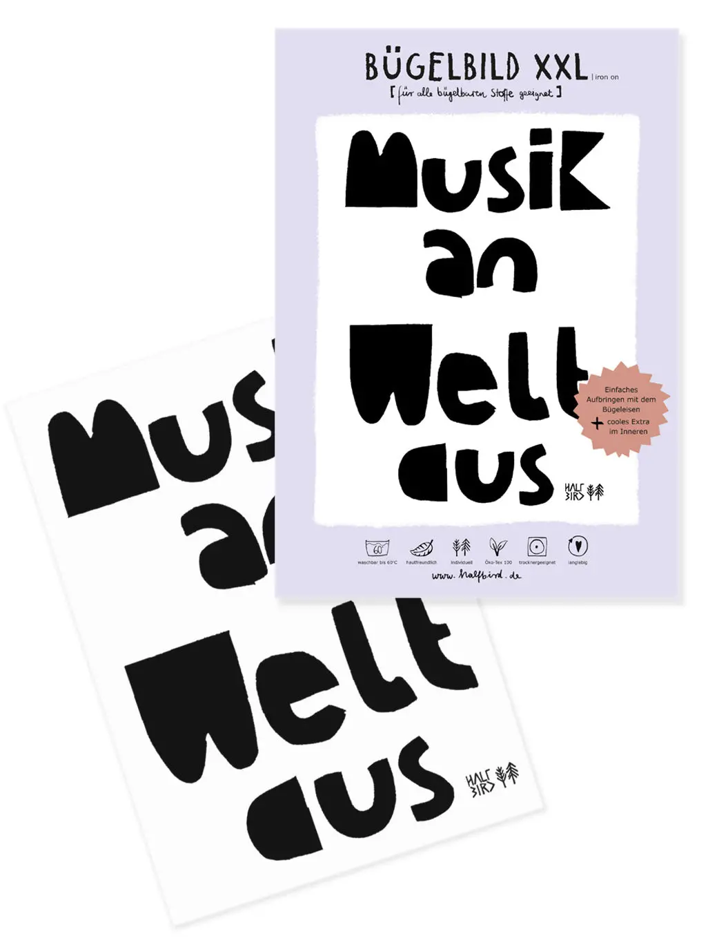 Xxl Bügelbild Randlos "Musik An, Welt Aus" 2