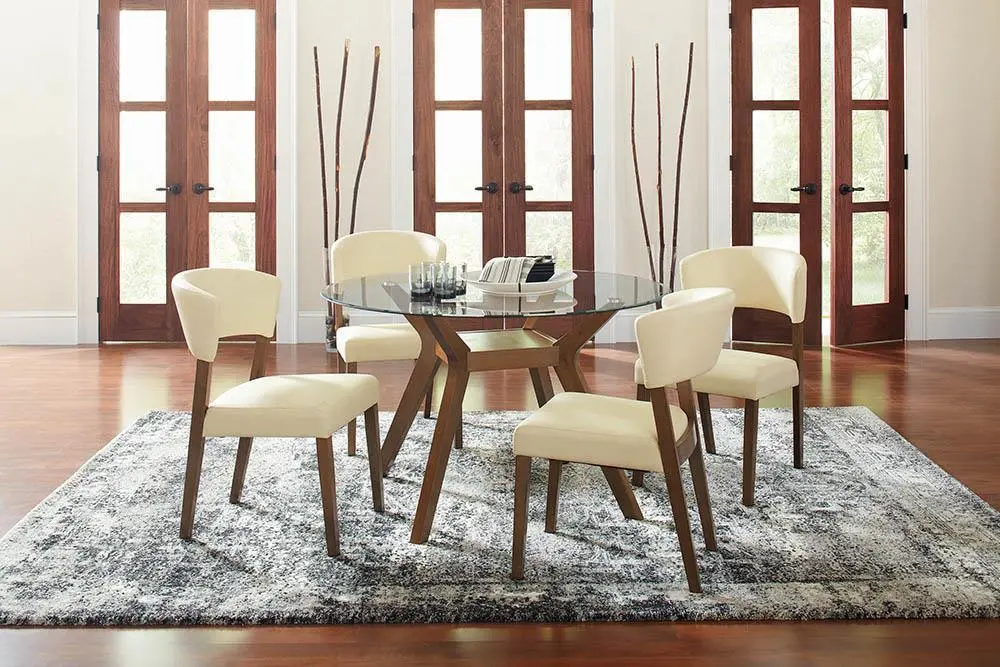Paxton Mid Century Modern Nutmeg Glass Dining Table 1