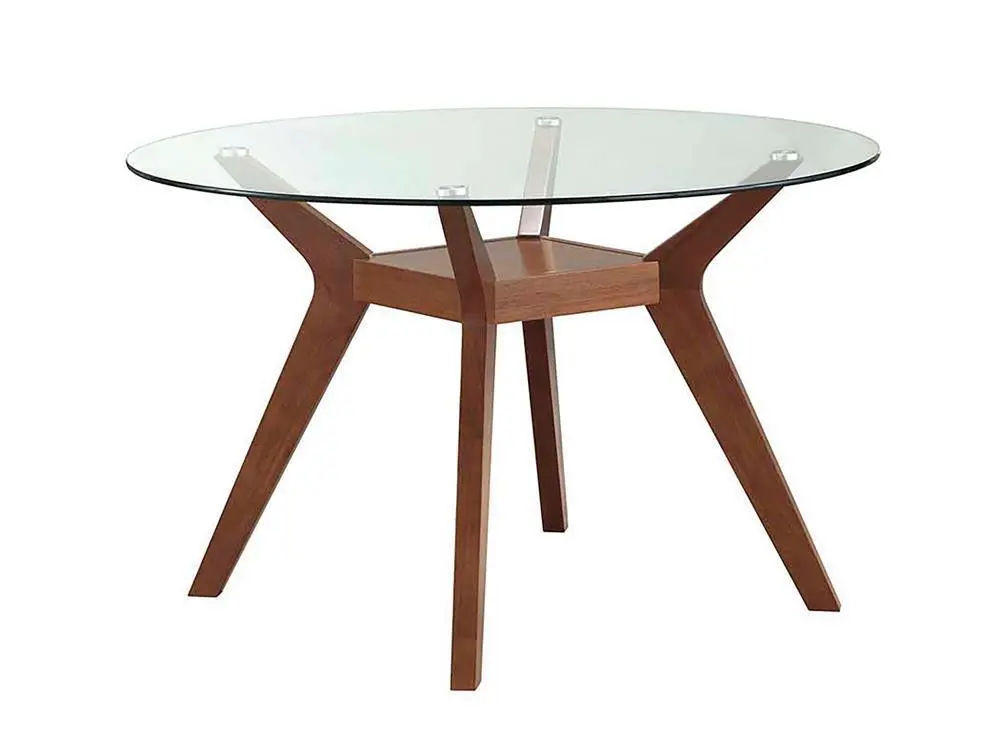Paxton Mid Century Modern Nutmeg Glass Dining Table 2