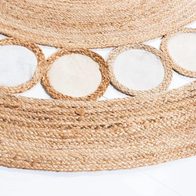 Coffman - Round Jute Beige Gray Rug 2