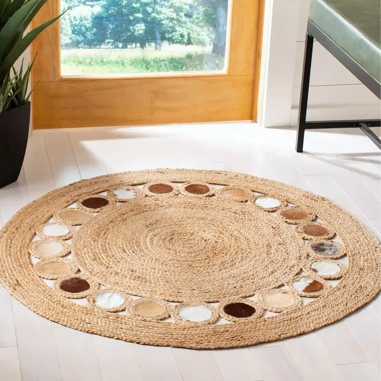 Conklin- Round Jute Beige Brown Rug 7